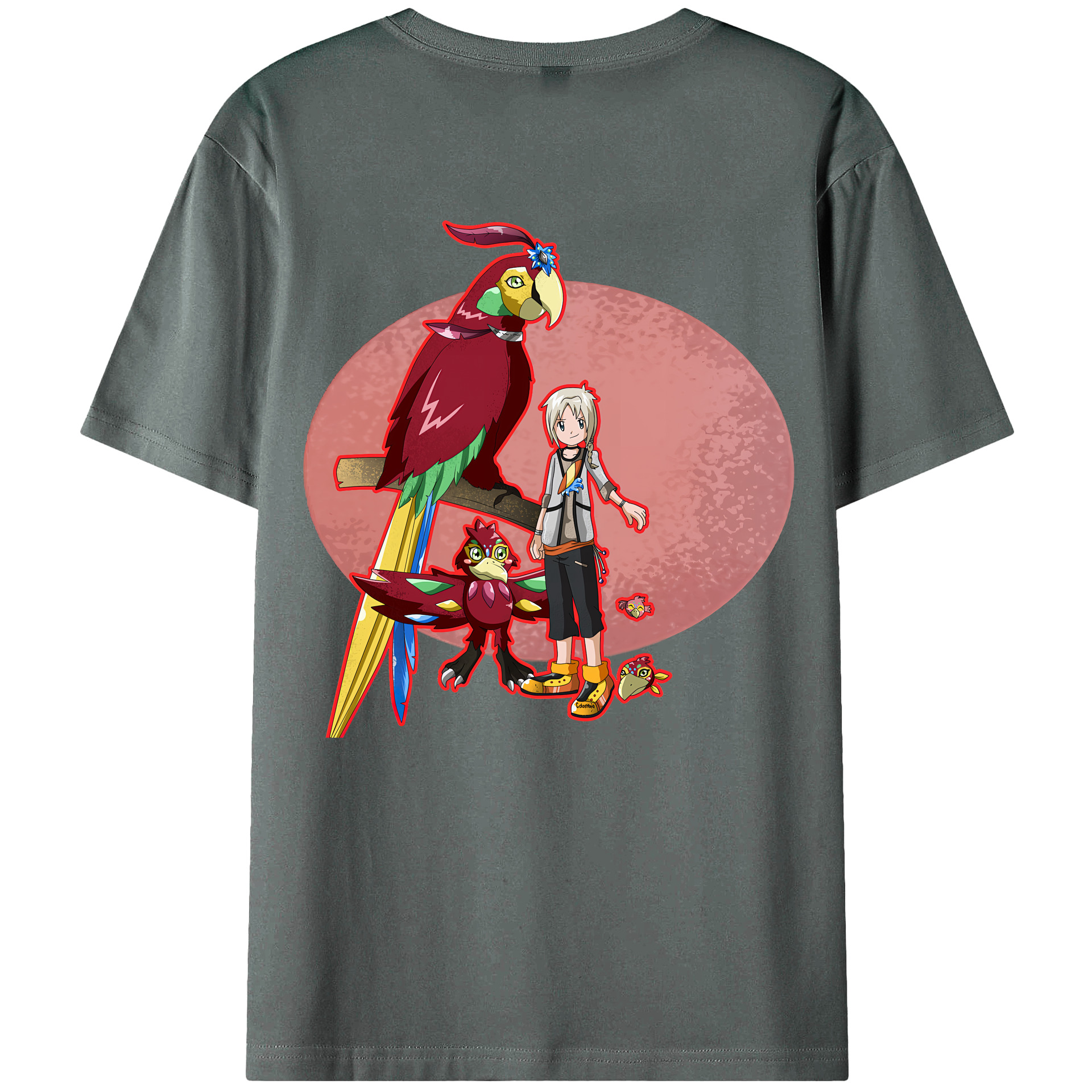 （画像用） Digimon デジタルモンスター/デジモン 綿100％ メンズ半袖Tシャツ（バックプリント） 通気性
